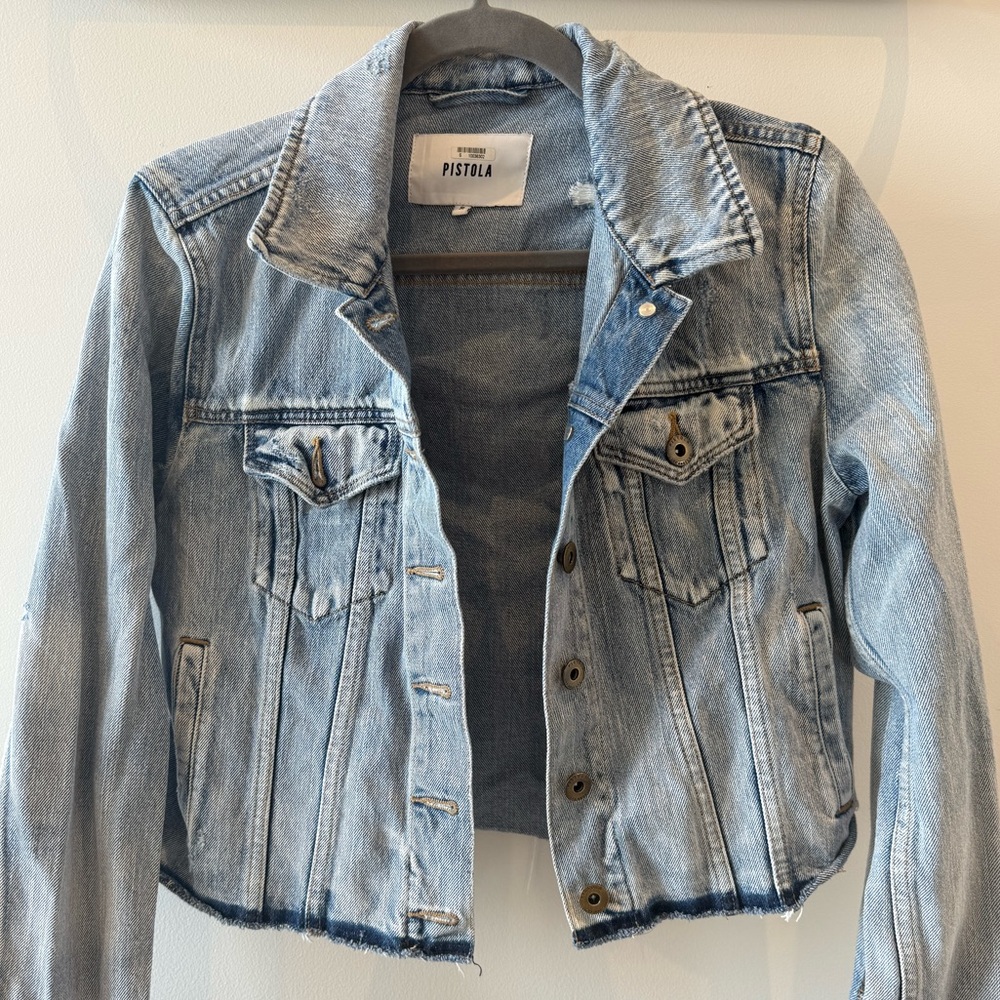 Pistola Cropped Demin Jacket Size Small